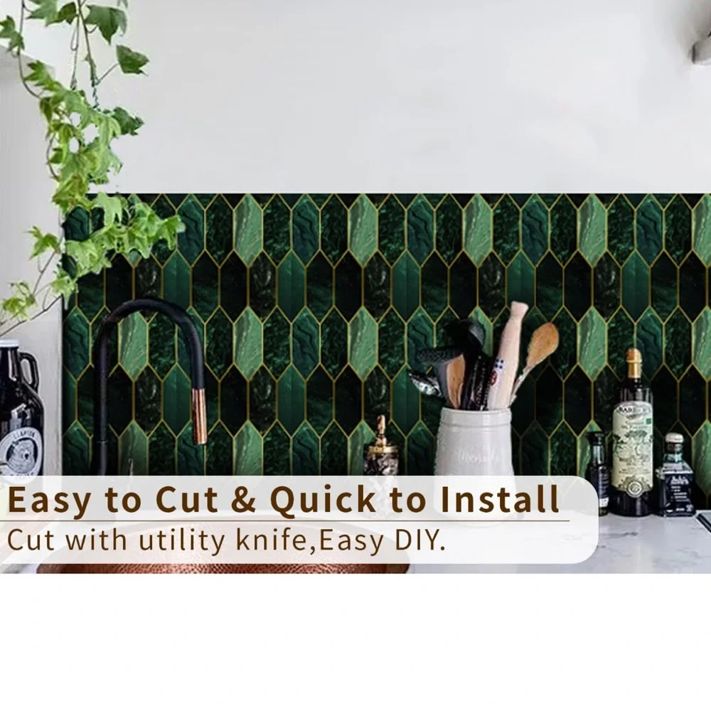 Green and Gold Tile Stickers